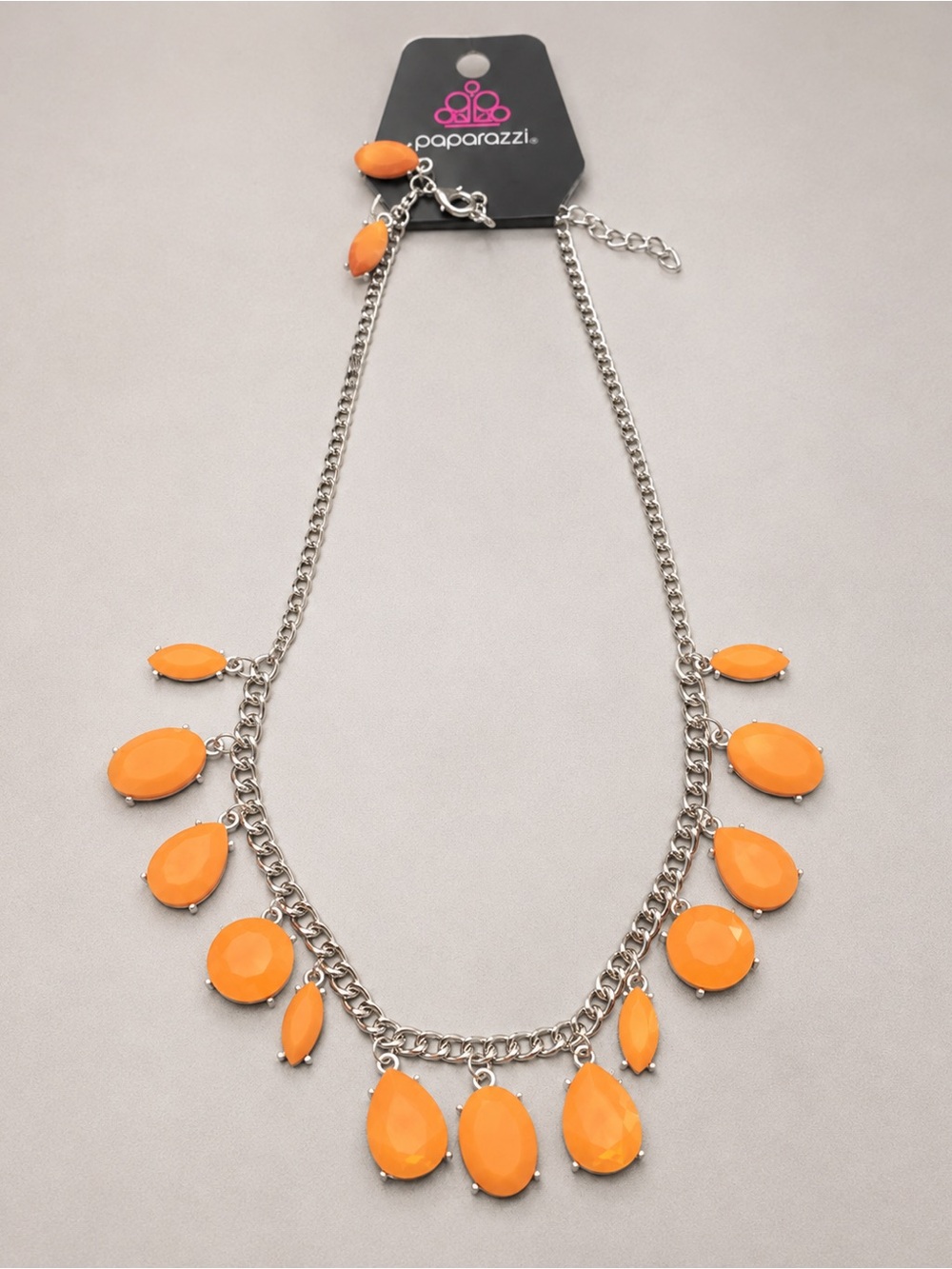 paparazzi Orange Faceted Teardrop & Oval Charm Necklace
